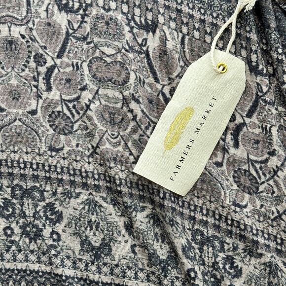 Farmers Market Floral Print Sharkbite Abstract Hem Shirt Plus Size 3X Artsy - Picture 4 of 5